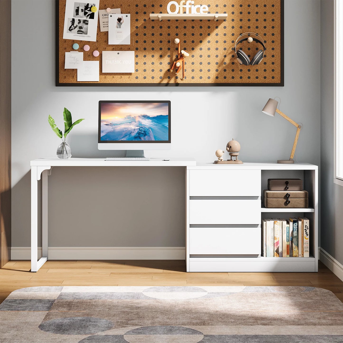 Tribesigns L-Shaped Computer Desk With Drawers And Shelves