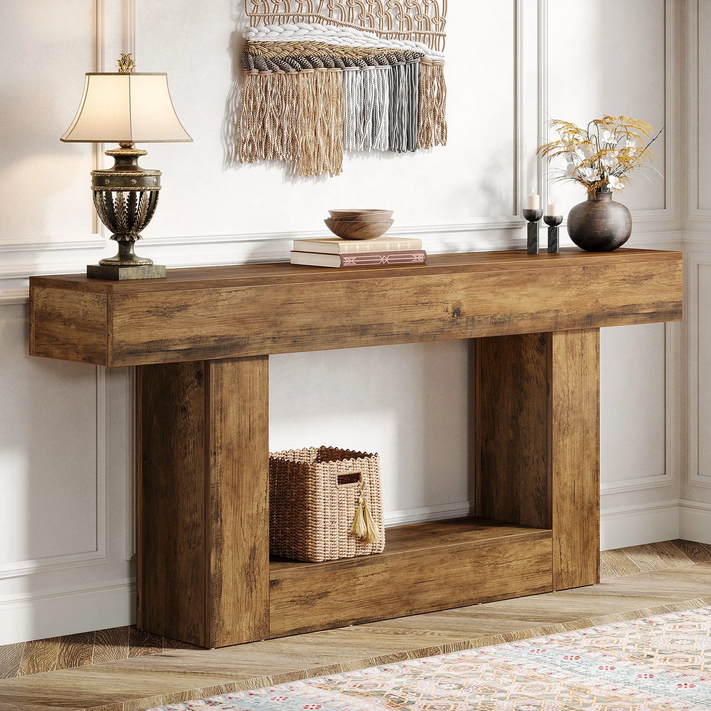 Tribesigns Farmhouse Console Table With U-Shaped Base