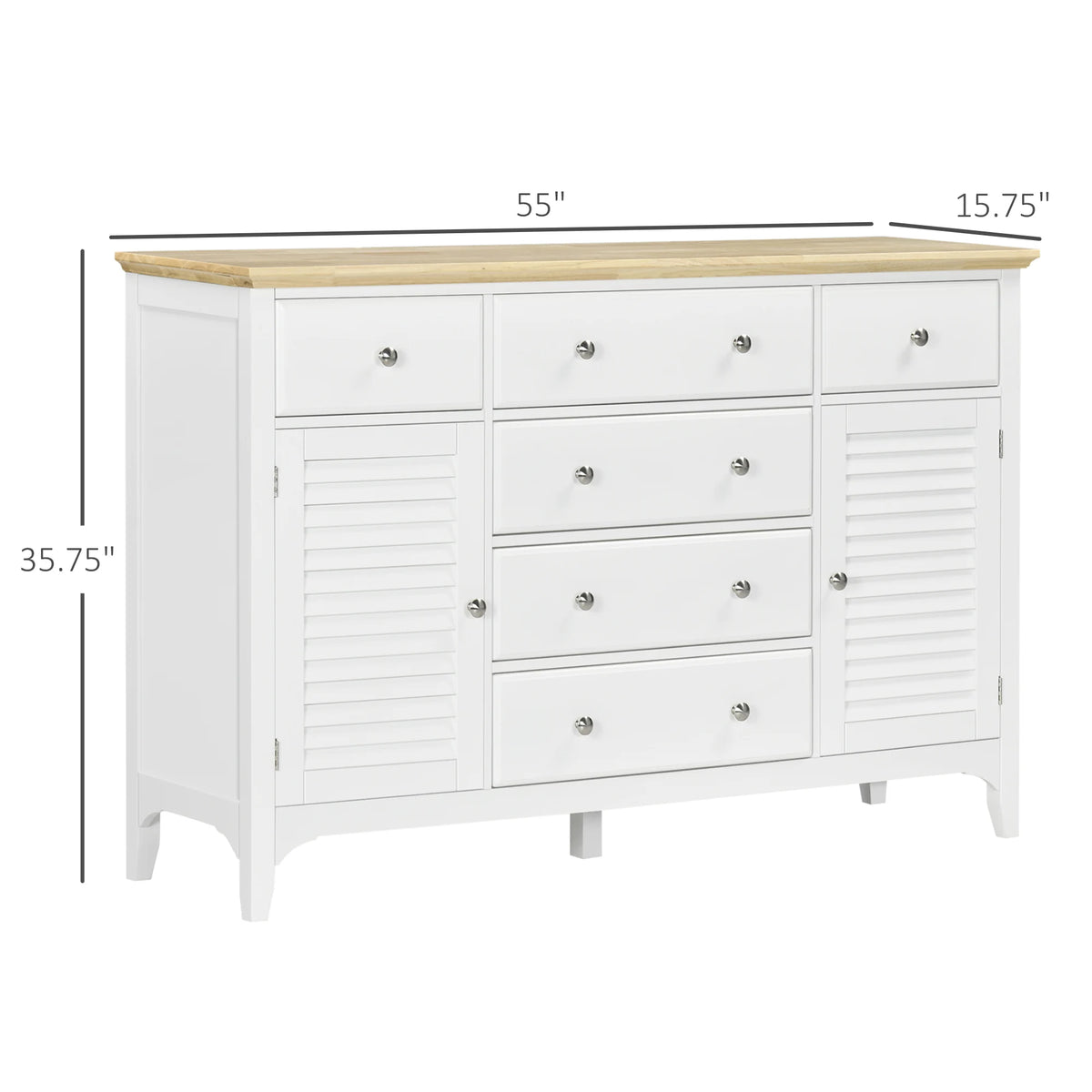 HOMCOM Sideboard Buffet Cabinet With Storage Drawers And Adjustable Shelves