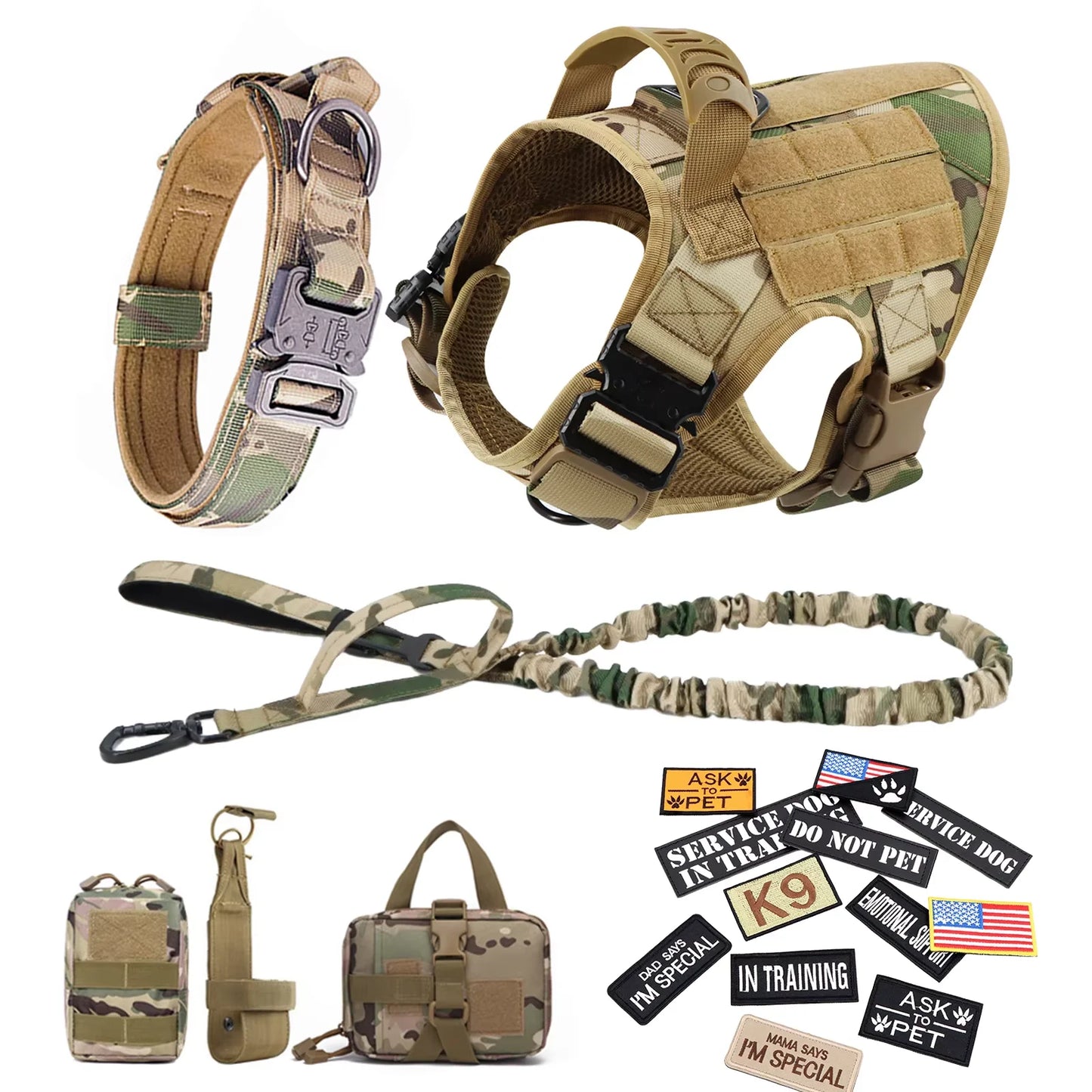 Padded Tactical Dog Harness Vest With Nylon Quick Release Buckle