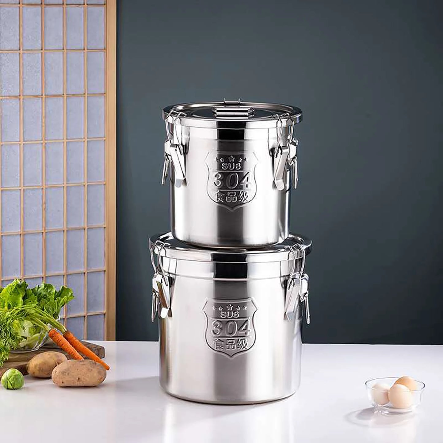 Stainless Steel Airtight Kitchen Rice Cereal Storage Canister