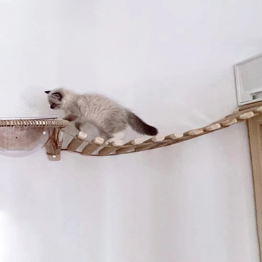 Premium Wooden Sisal Cat Bridge And Scratching Ladder