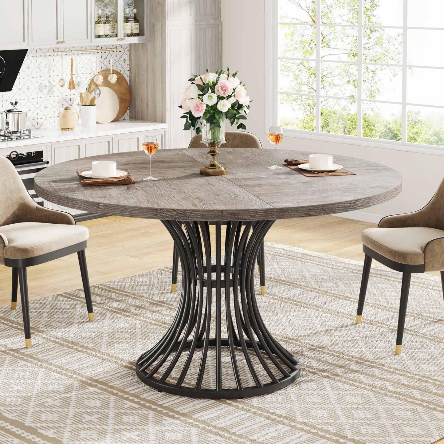 Tribesigns Round Wooden Dining Table For Modern Homes