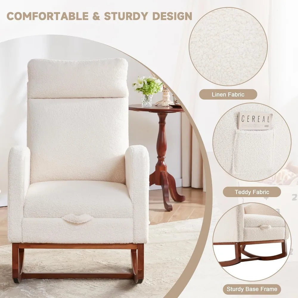 Rocking Chair Nursery Chair with High Back, Glider Rocking Chair, Baby Nursery Glider Rocker, Nursing Chair Accent Living Room