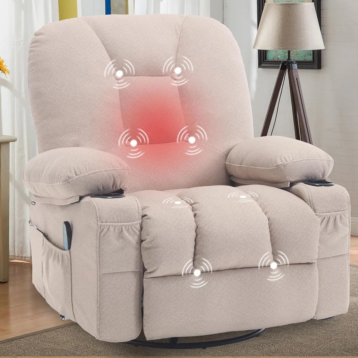 CHENGWEI Rocker Recliner Chair With Massage And Heat