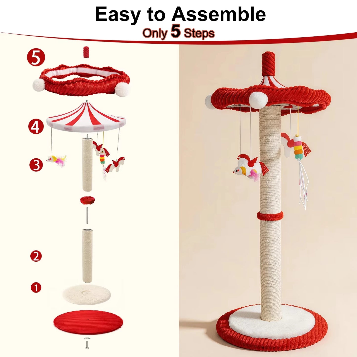 Cwv Carousel Cat Scratching Post With Rotating Toy Stand