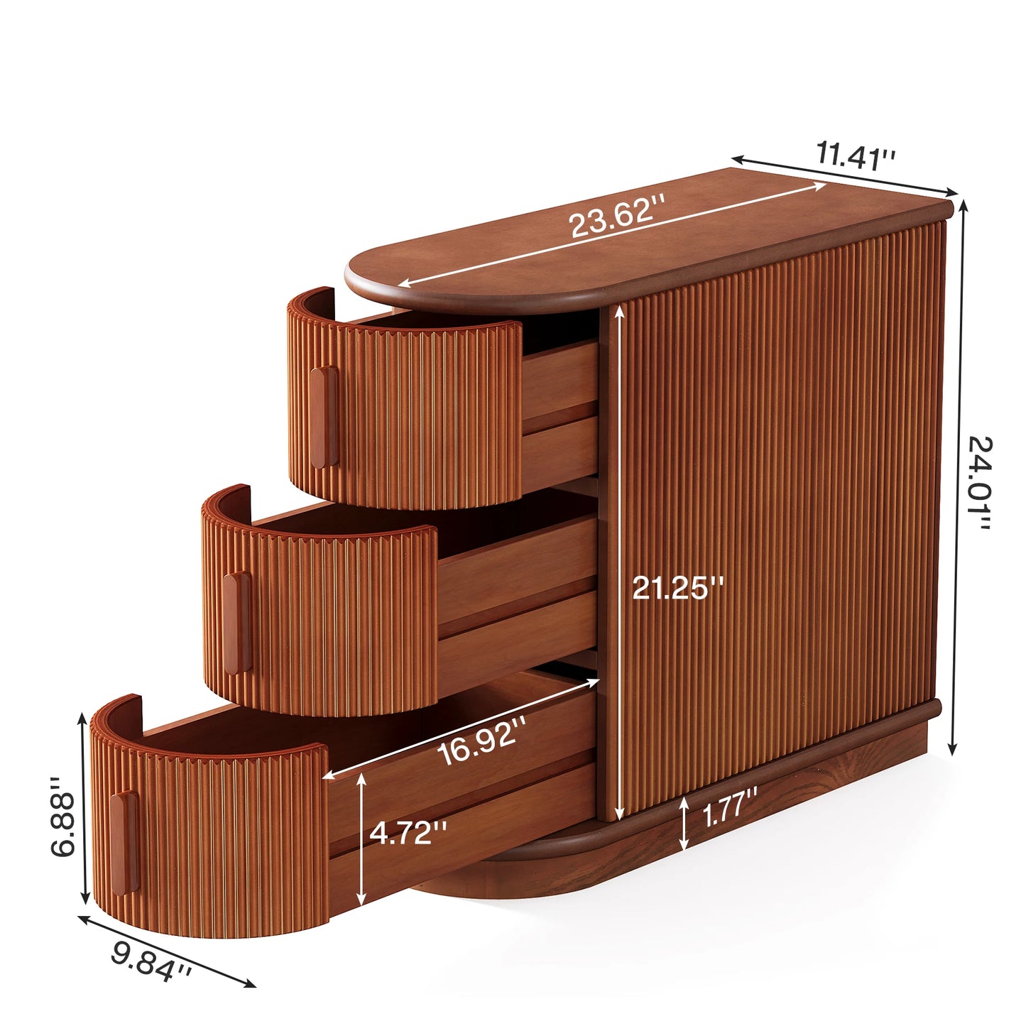 Tribesigns Solid Wood End Table 3-Drawer Nightstand