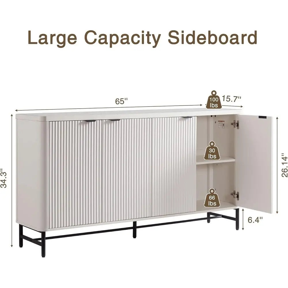 Wooden Storage Cabinet With Adjustable Shelves And Modern Design