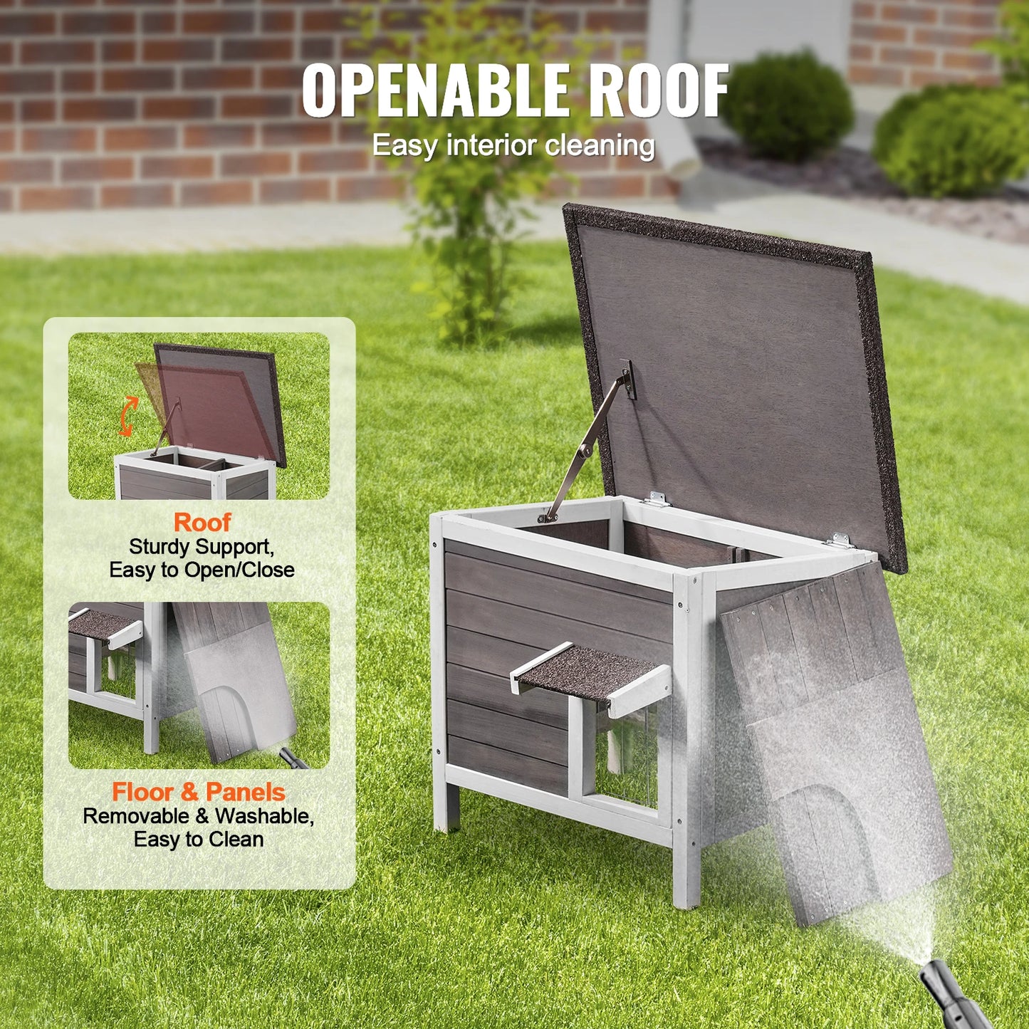 SucceBuy Outdoor Cat House Weatherproof Feral Shelter With Foam Insulation