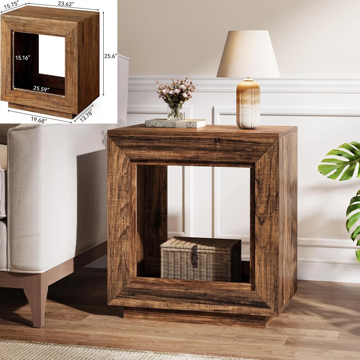 Little Tree Round C Shaped End Table Mid Century Boho Living Room And Bedroom