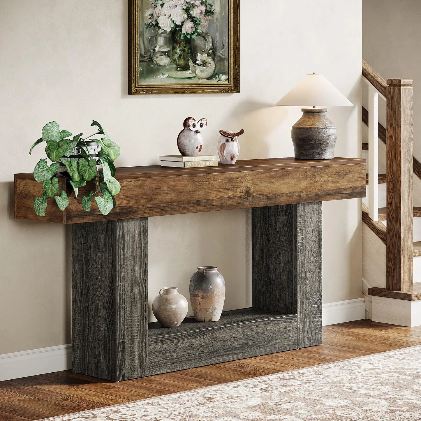 Tribesigns Farmhouse Console Table With U-Shaped Base
