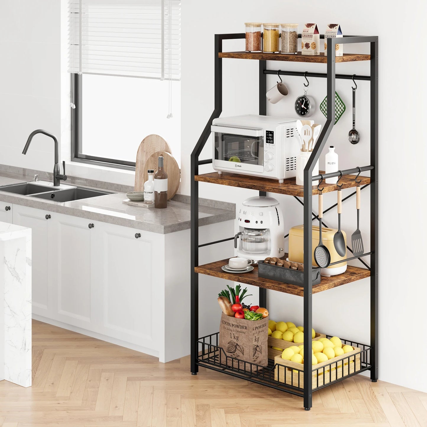 TWISTER.CK 4 Tier Microwave Oven Stand Kitchen Bakers Rack