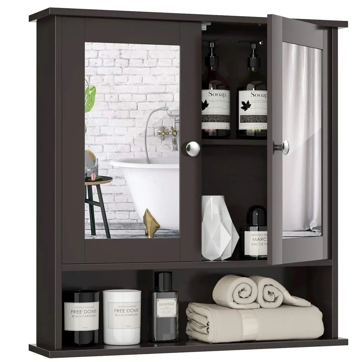 XIUWO Bathroom Medicine Cabinet With Mirror Wall Mounted