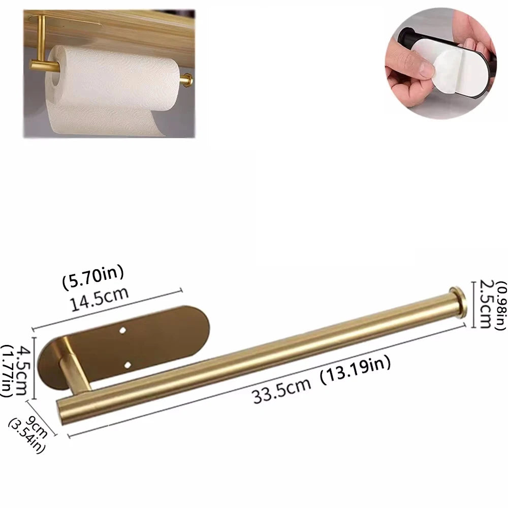 Metal Adhesive Paper Towel Holder For Kitchen Bathroom Storage