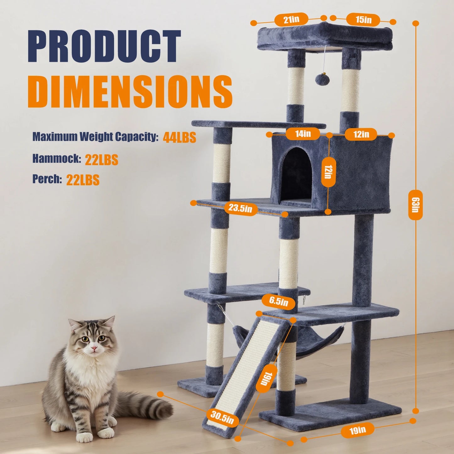 MCQ Sisal Cat Climbing Tower With Multi Level Scratching Posts
