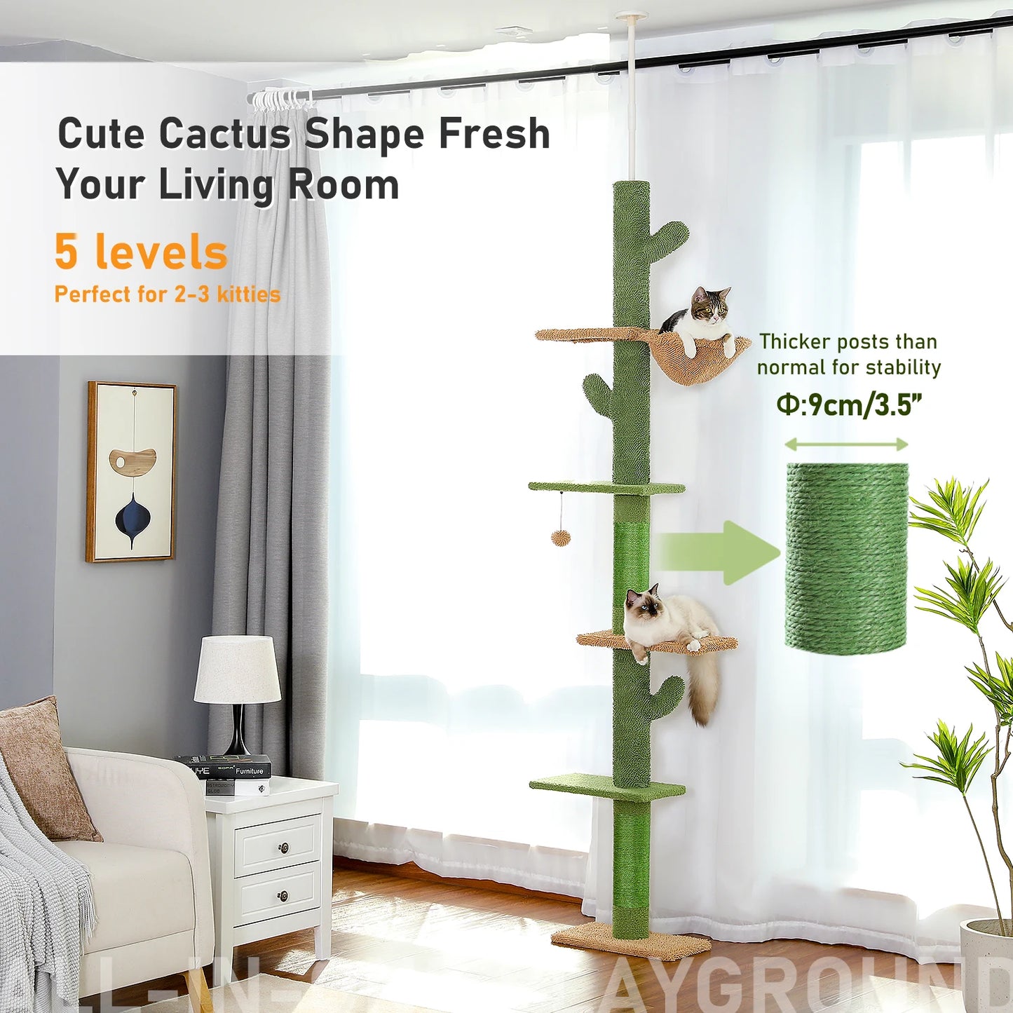 PAWZ Road Indoor Cat Tree Tower With Scratching Post Hammock