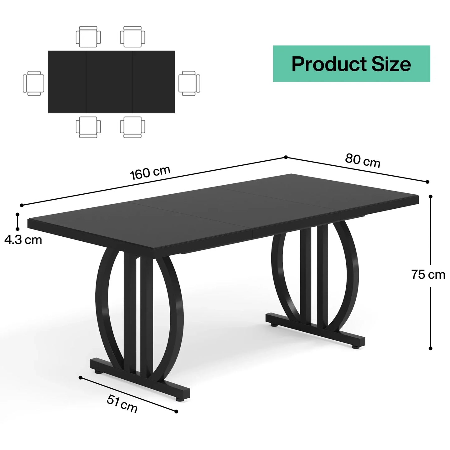 Tribesigns Modern Industrial Kitchen Dining Table With Metal Frame