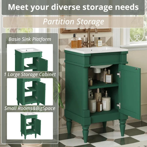 Modern Bathroom Vanity With Sink And Door Cabinet Storage