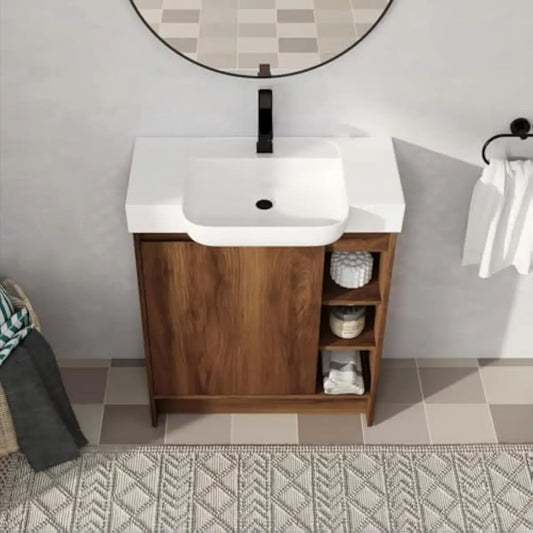 Modern Freestanding Bathroom Vanity With Integrated Sink And Storage