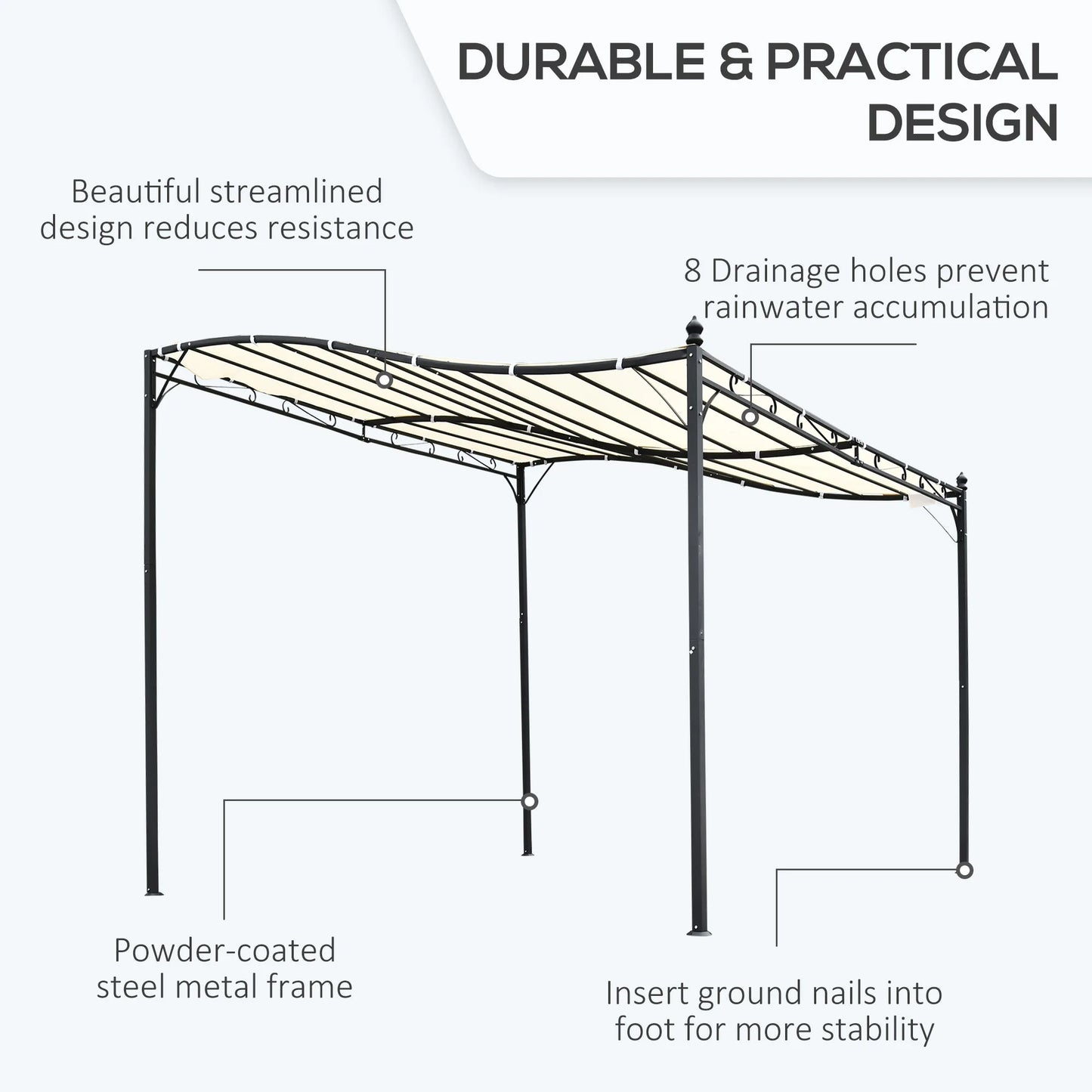 European Styled Steel Outdoor Pergola Gazebo For Patio And Garden