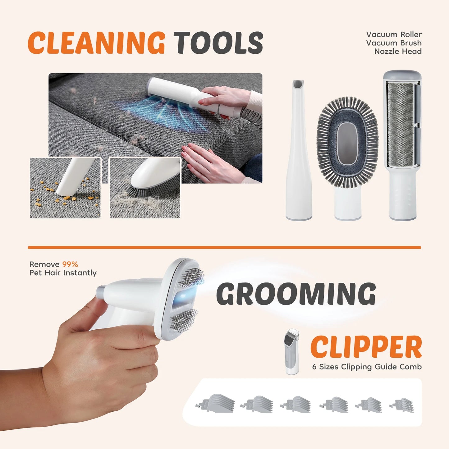 Professional Cordless Pet Grooming Clipper And Vacuum Kit Set