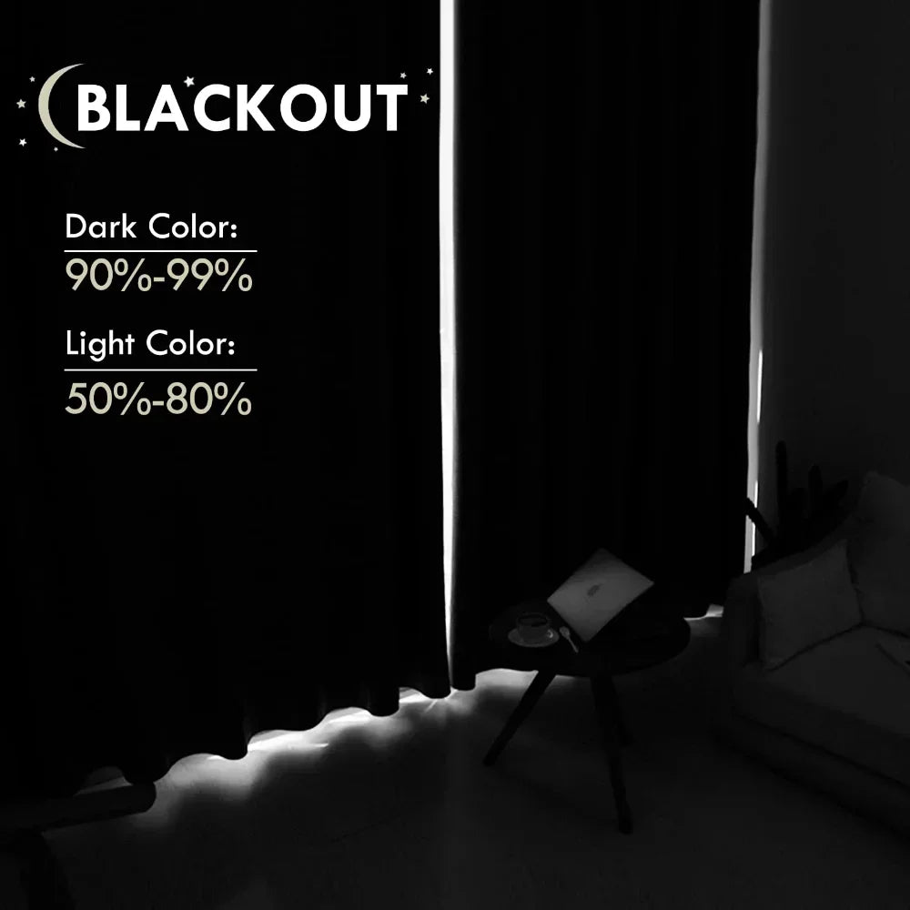 Thermal Insulated Blackout Curtains With Grommet For Bedroom