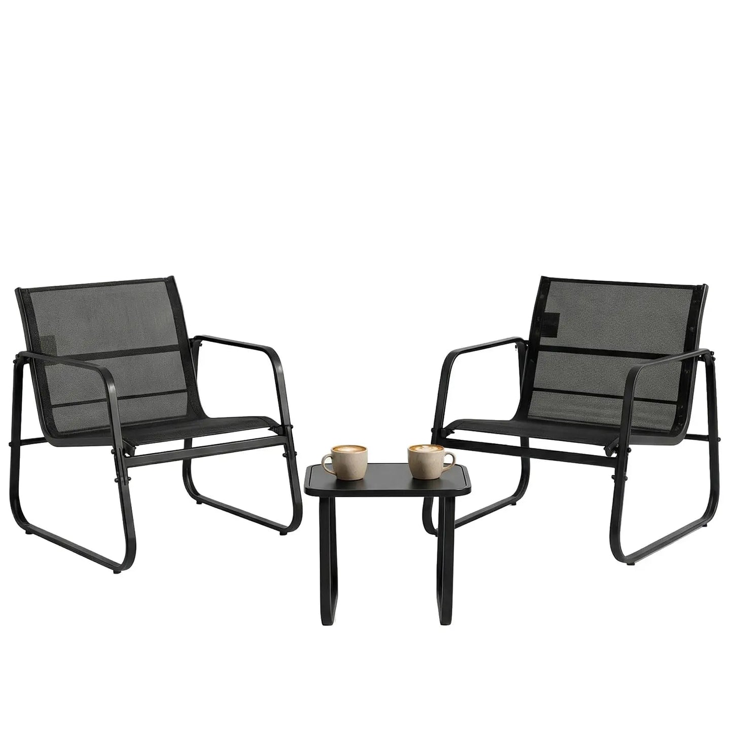 JHK Outdoor 3-Piece Patio Set With Table Metal Frame