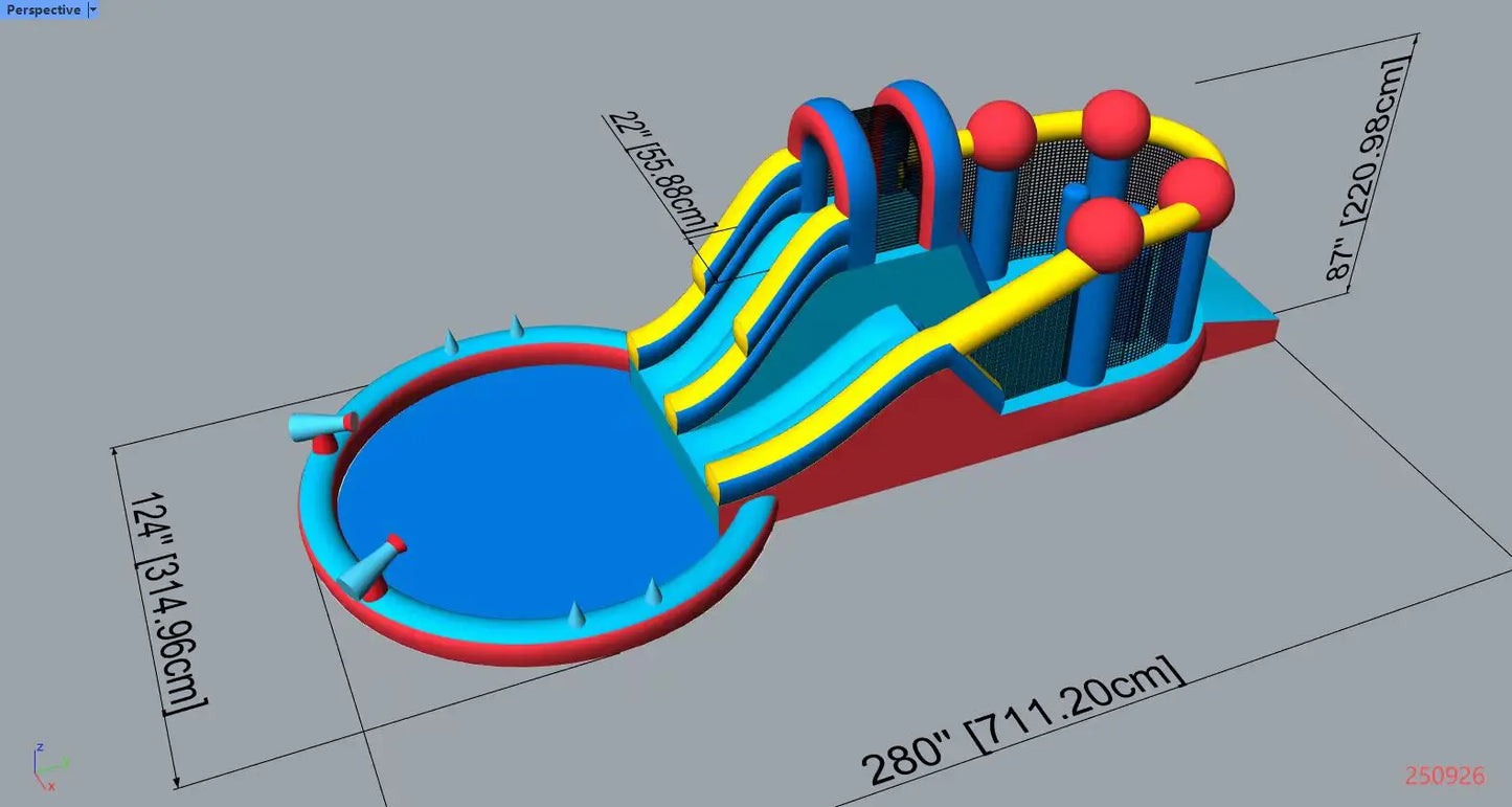 Kids Inflatable Water Park With Double Slides And Climbing Walls