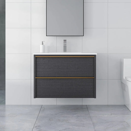 Modern Floating Wall Mount Vanity With Sink And Drawers