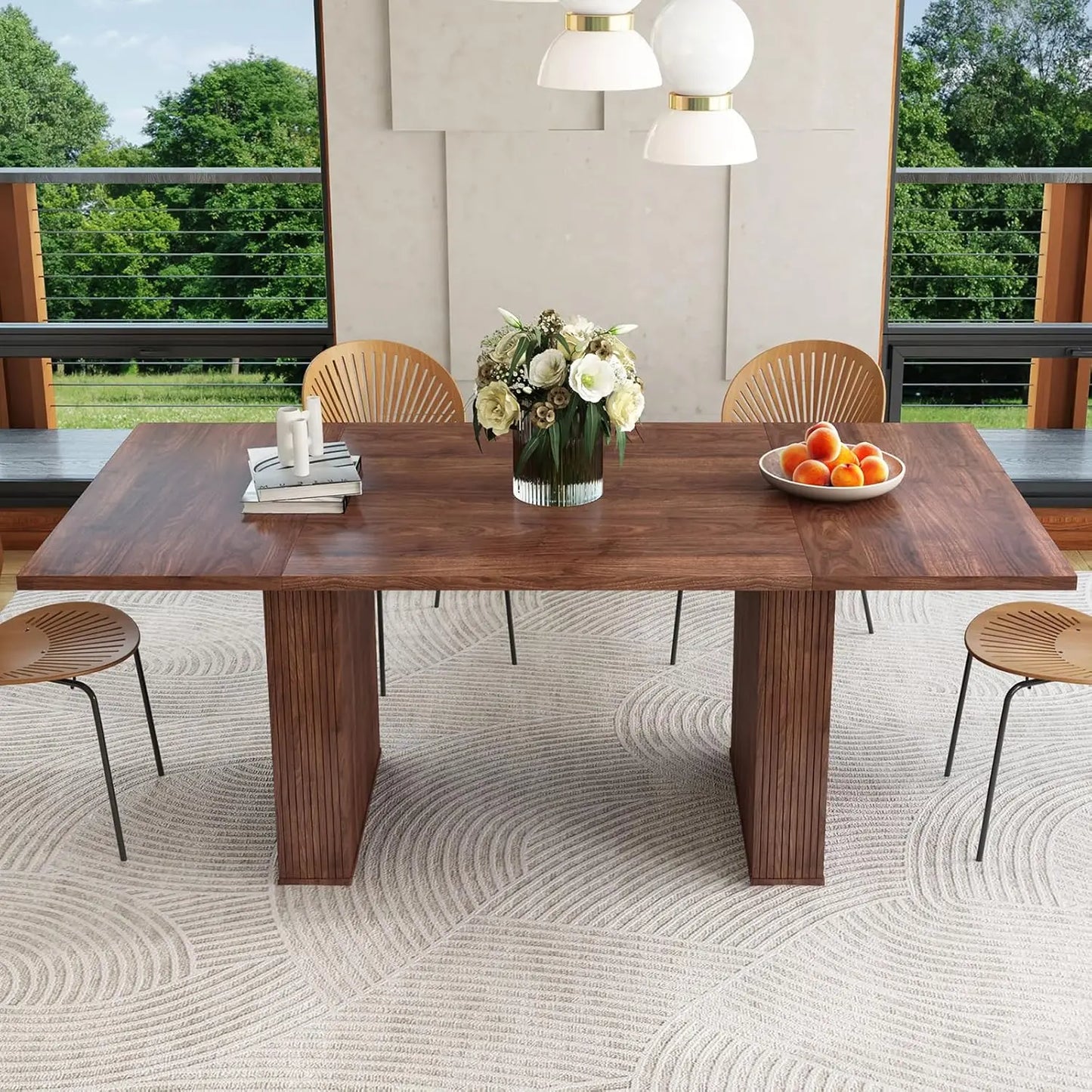 Extendable Dining Table With Fluted Base Modern Oval Design