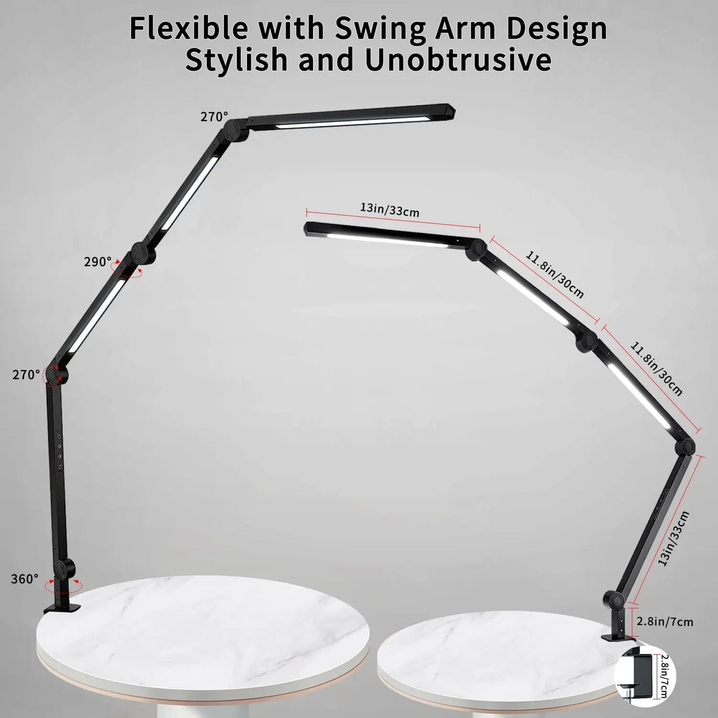 Modern LED Desk Lamp With Clamp Flexible Swing Arm