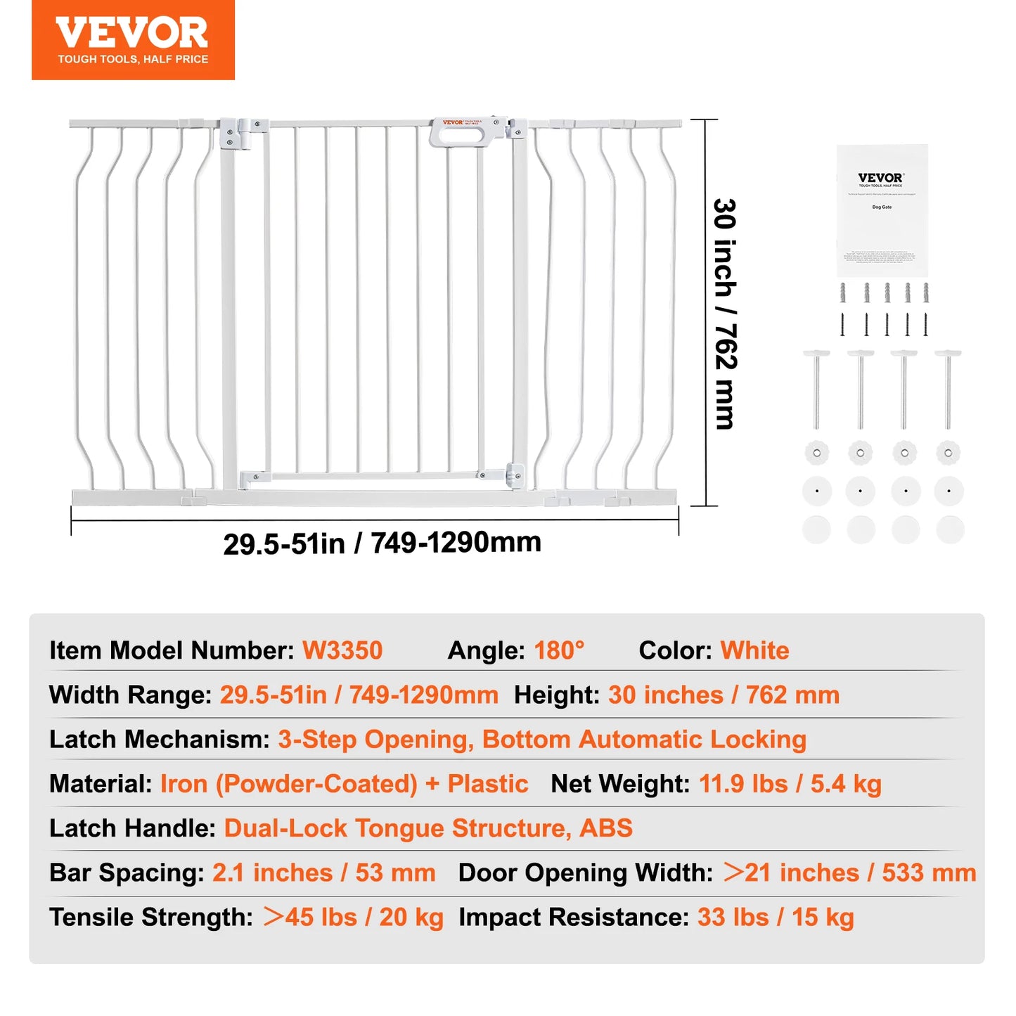 SucceBuy Walk Through Pressure Mount Baby Pet Safety Gate