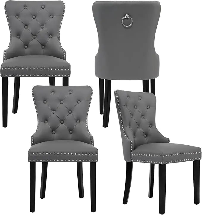 Velvet Tufted Dining Chairs With Stainless Steel Legs