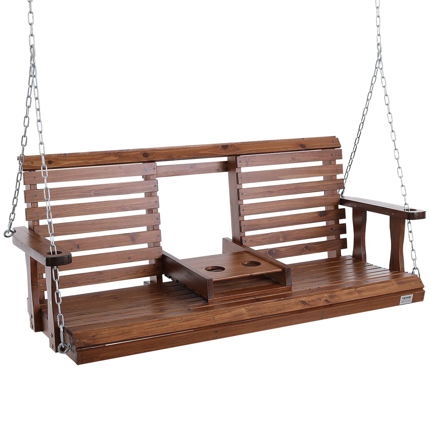SucceBuy Cedar Wood Outdoor Porch Swing Bench For Garden