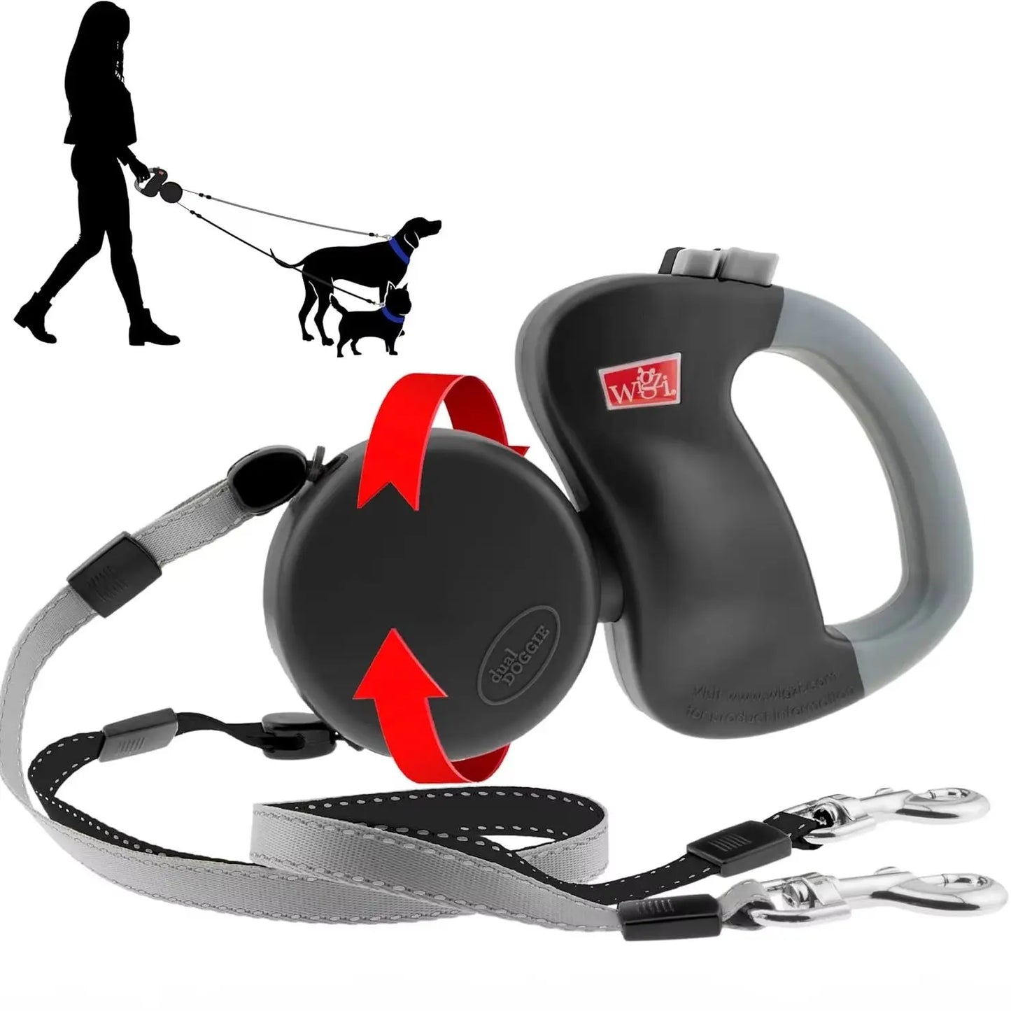 Dual Head Self Retracting Pet Leash for Two Dogs Outdoor