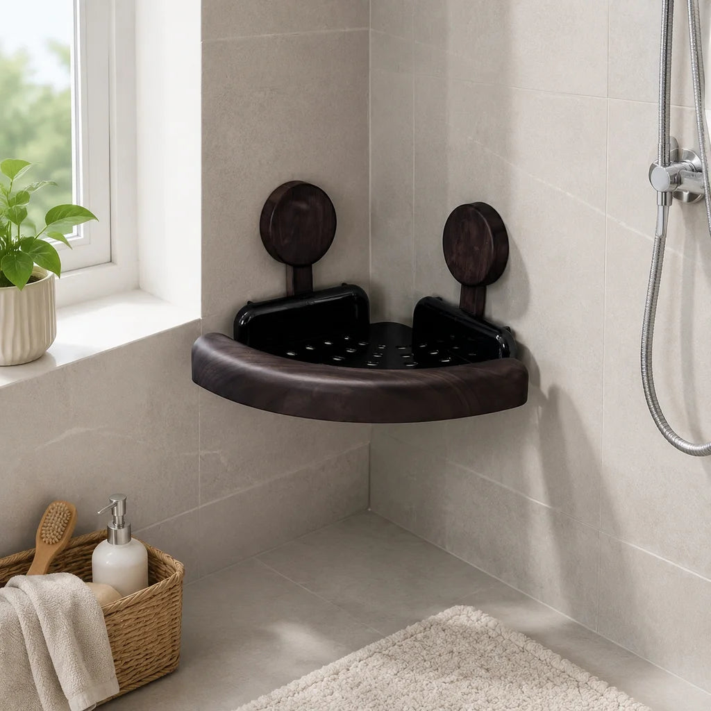No Drill Suction Cup Corner Shower Shelf Waterproof Bathroom Caddy