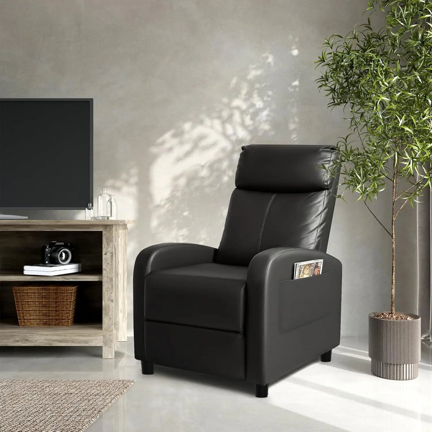 PU Leather Recliner Chair With Lumbar Support For Home Theater