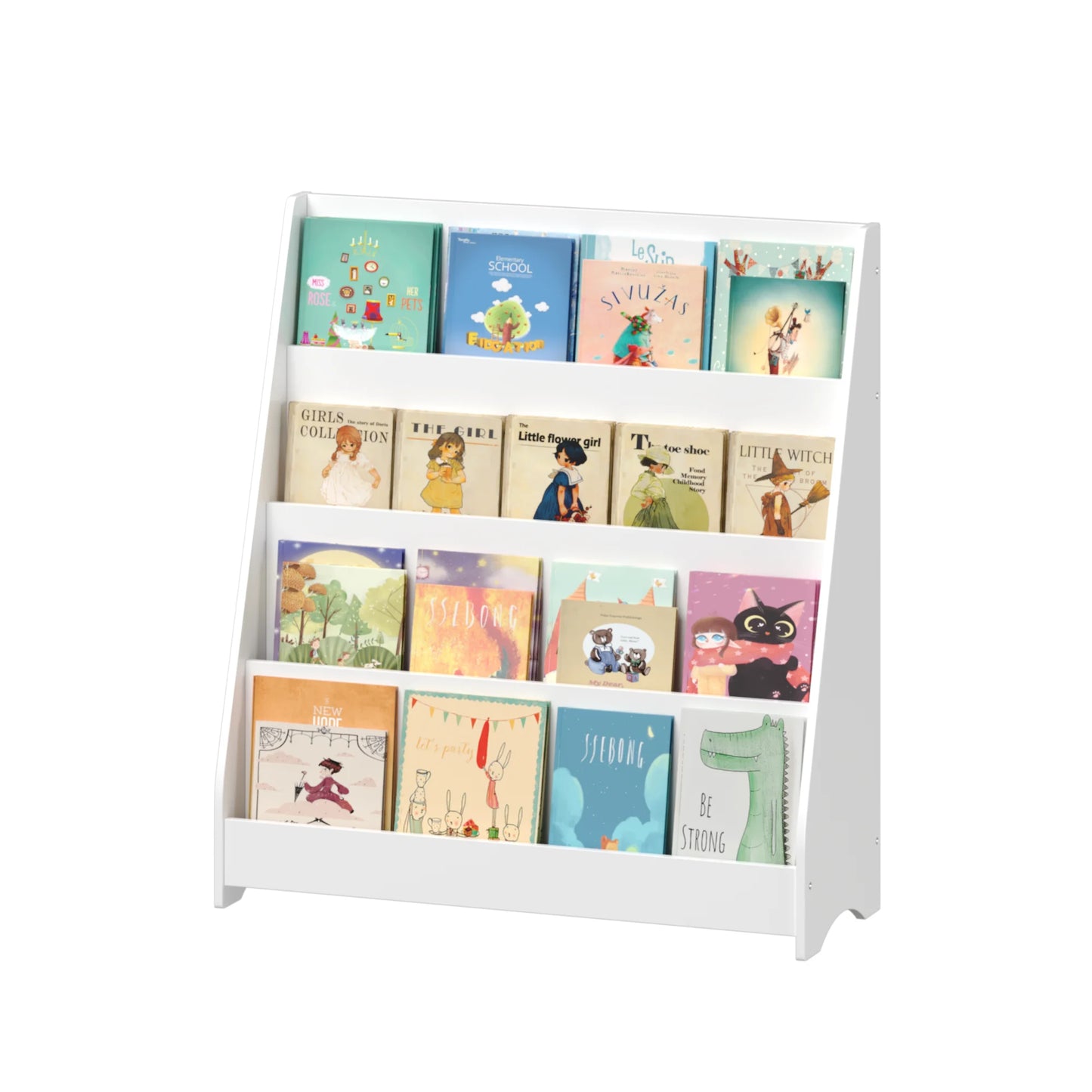 Four Tier Kids Bookshelf Display Organizer For Bedroom And Playroom