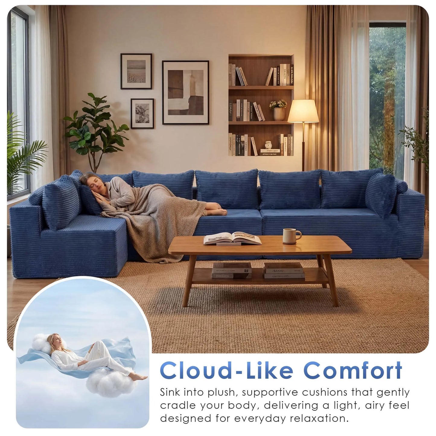 Redlife Boneless Couch With Ottoman Modular Sectional Sofa