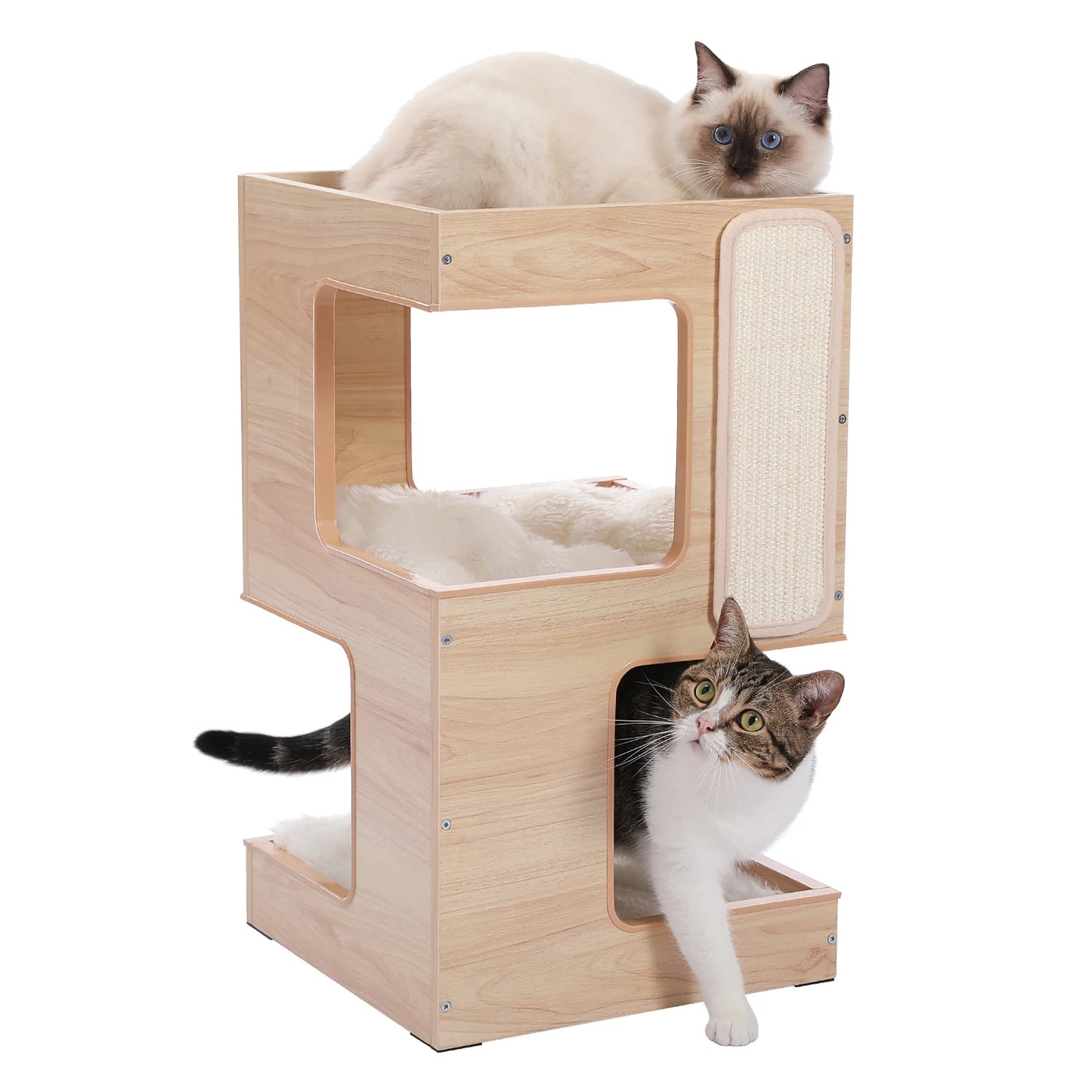 PAWZ Road Wood Cat Condo With Scratching Pad Soft Mats