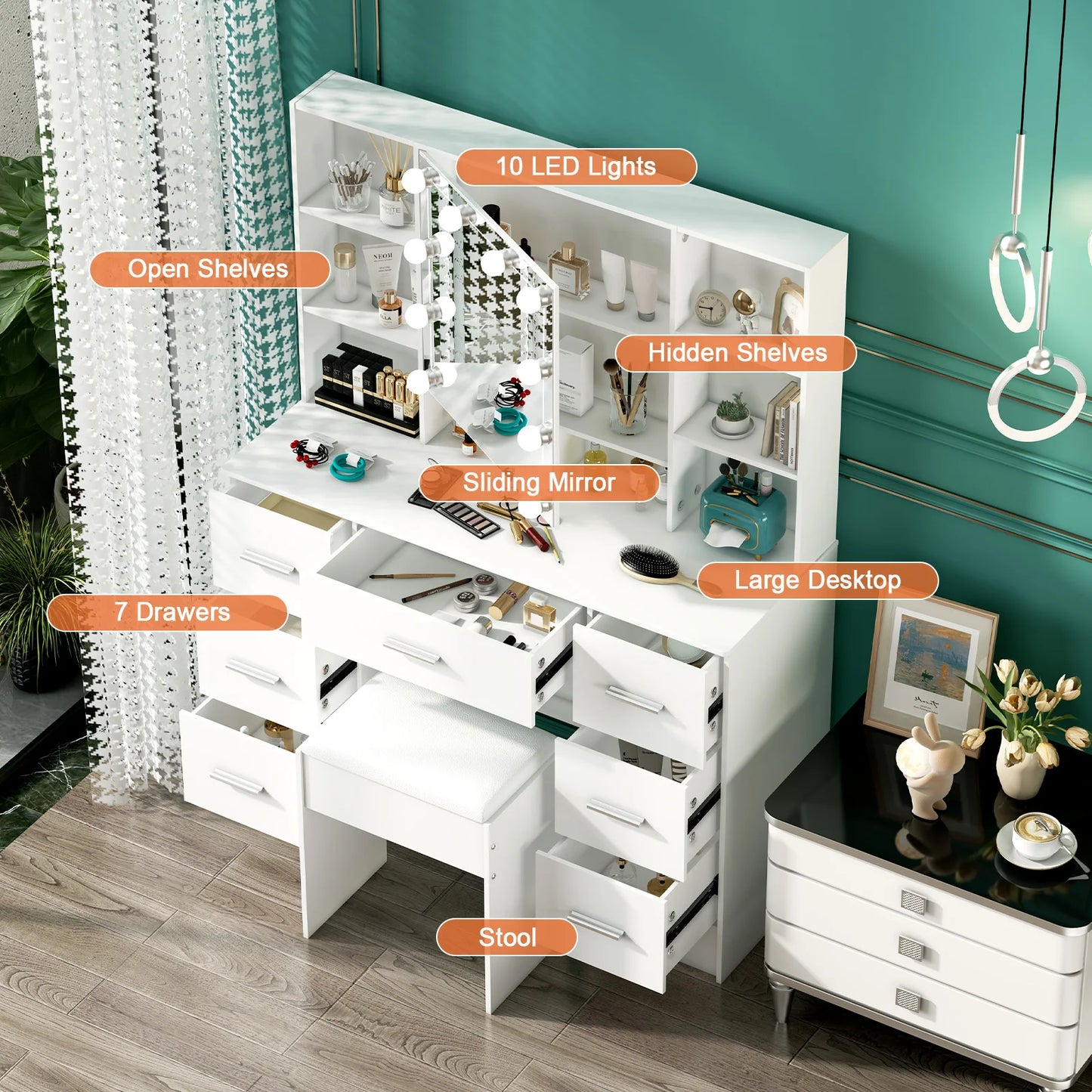 Onesaimei Minimalist Wood Vanity With Light Up Mirror Three Light Modes