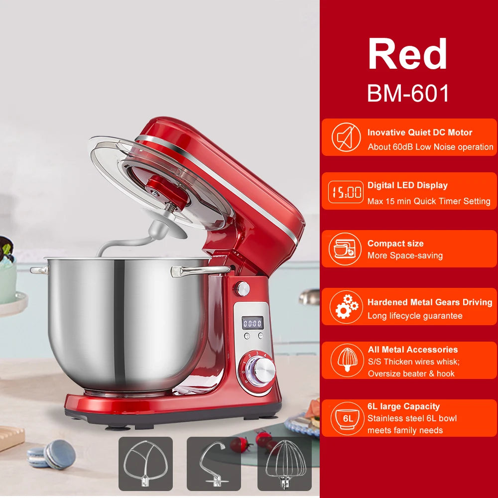 Biolomix Stand Mixer With Quiet Motor And Dough Kneading Attachments