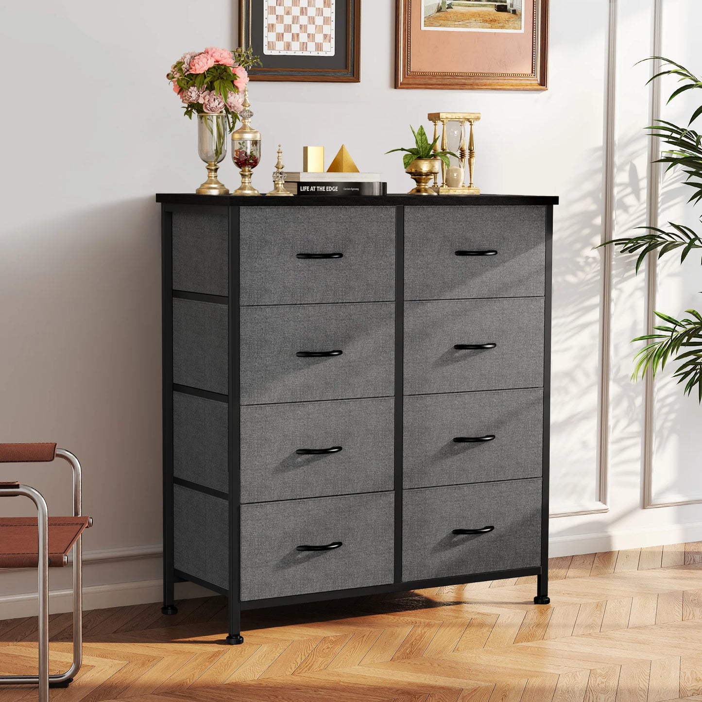 JHK Dresser Children's Wardrobe With 8 Fabric Drawers