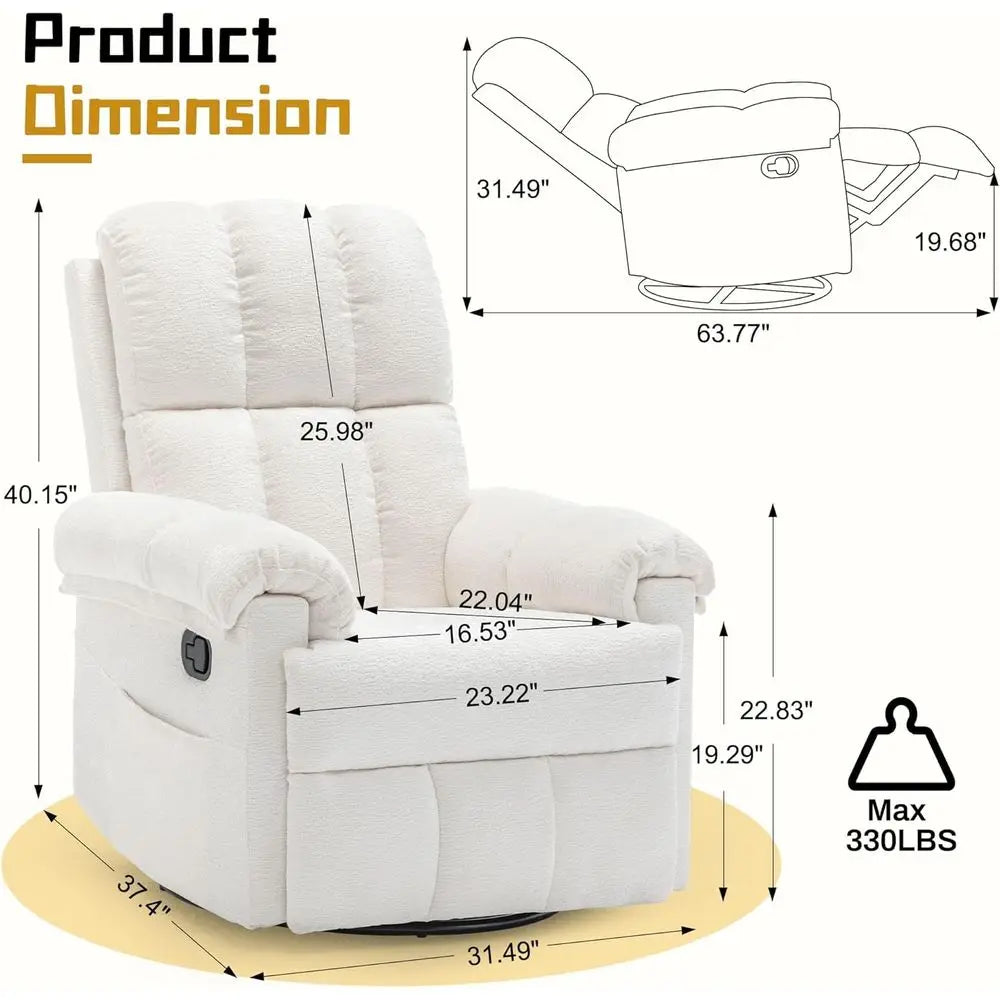 Manual Swivel Rocker Recliner Chair for Small Spaces