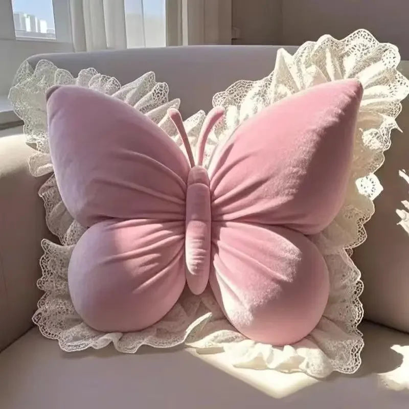 Elegant Butterfly Polyester Cotton Rectangle Pillow For Cozy Home Rest