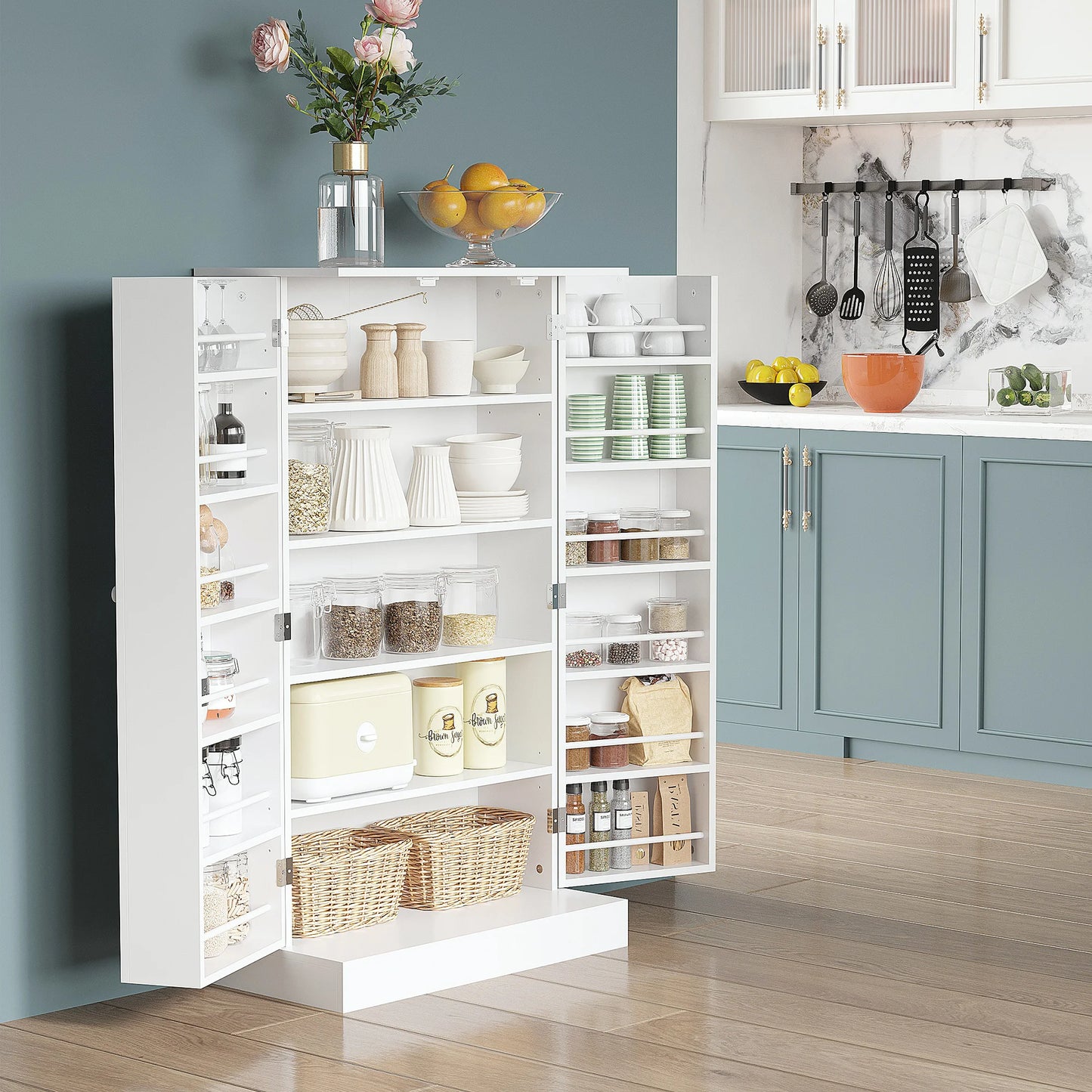 HOMCOM Modern Freestanding Storage Cabinet Double Door Adjustable Shelf Unit