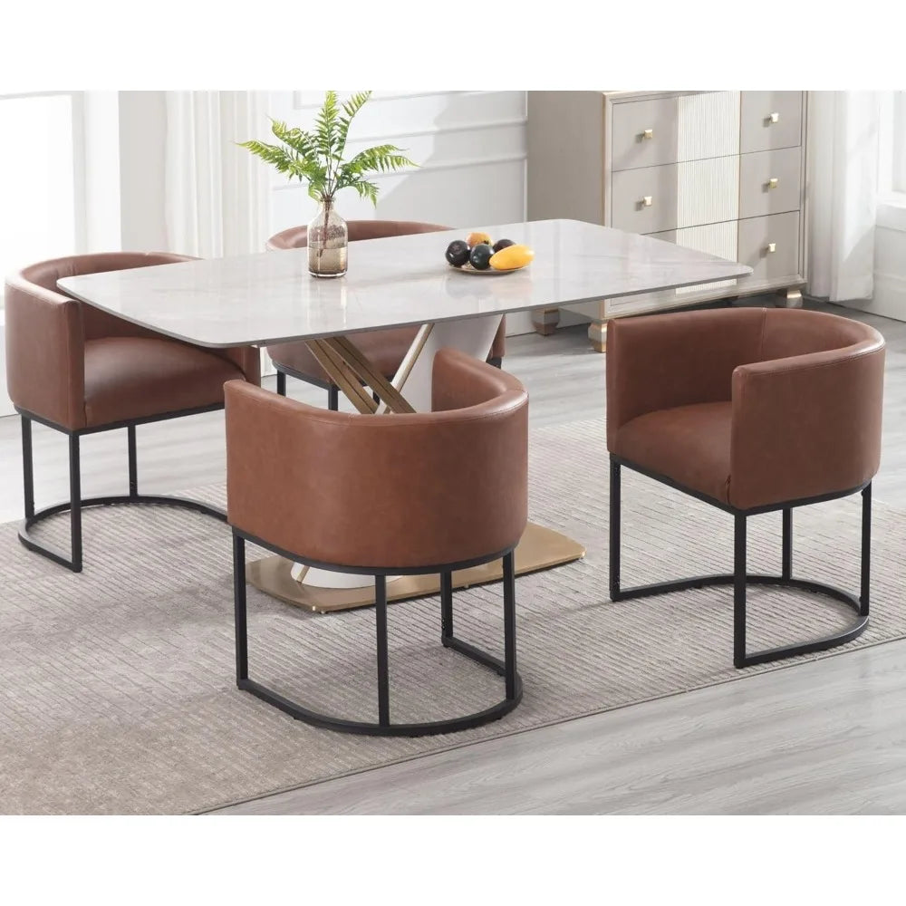 RBXC Faux Leather Upholstered Barrel Back Dining Chairs