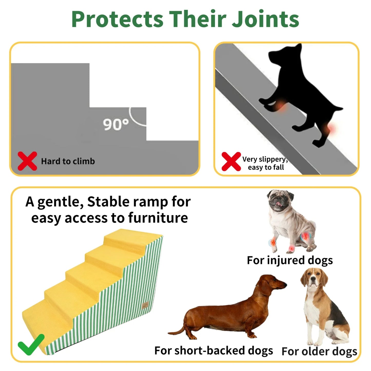 Premium High Density Foam Dog Stairs With Washable Cover