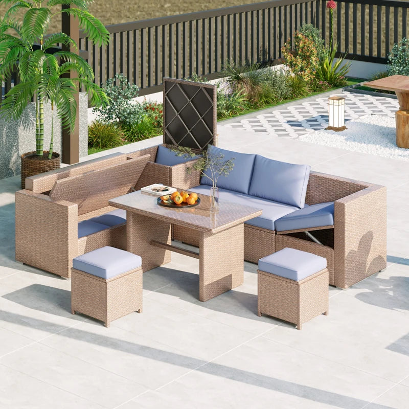 Outdoor All Weather Pe Rattan Sectional Patio Sofa Set