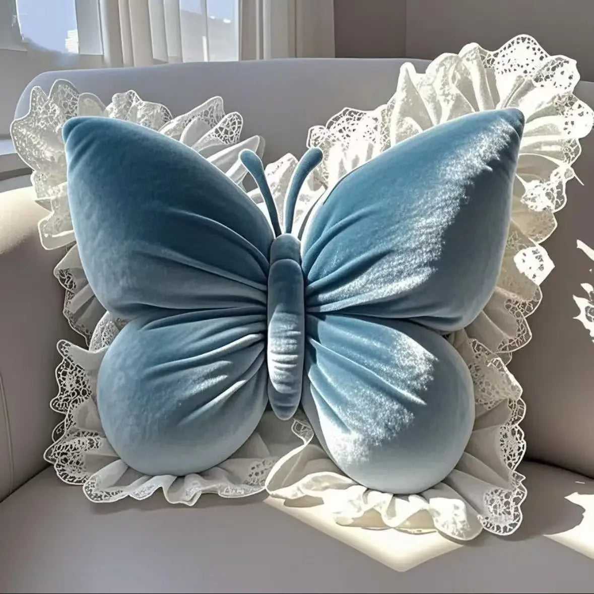 Elegant Butterfly Polyester Cotton Rectangle Pillow For Cozy Home Rest